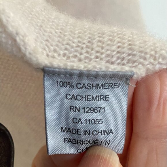 360 Cashmere - 100% Cashmere open cardigan fringed sweater - Cream - Size S - Picture 5 of 7